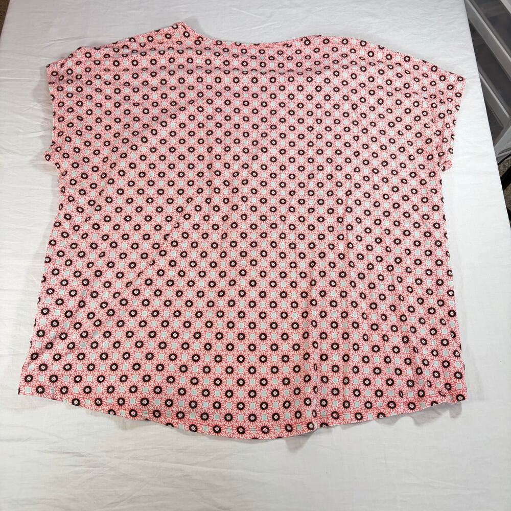 Lands end womens orange blue geometric print cap sleeve top. Size 1X. career - Picture 5 of 5